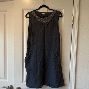 Sleeveless Embellished Collar Mini Dress - Black